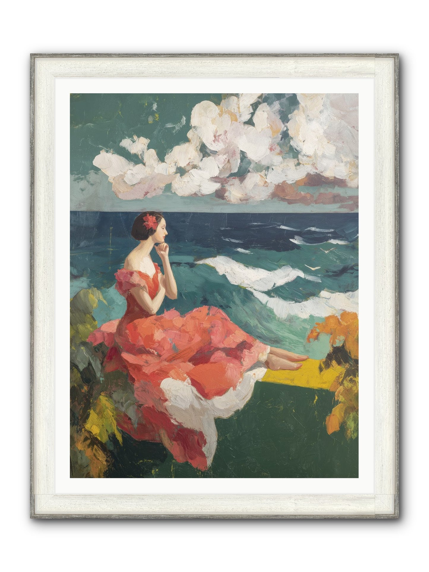 Sorrento Seascapes Framed Print - Driftwood White 36x48