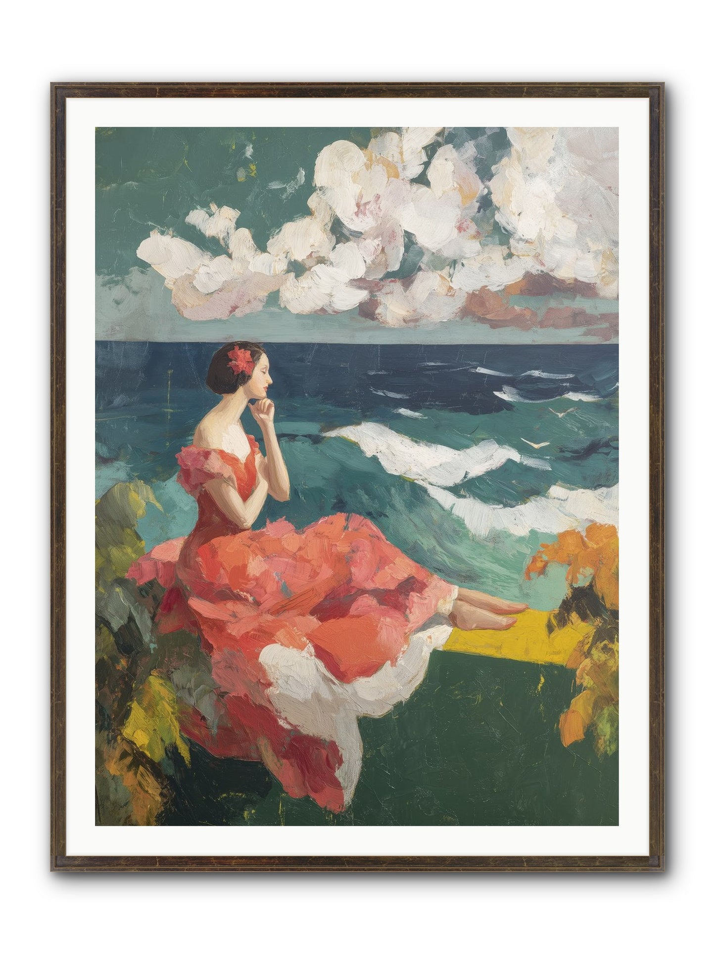Sorrento Seascapes Framed Print - Slimwoods Black/Gold 36x48