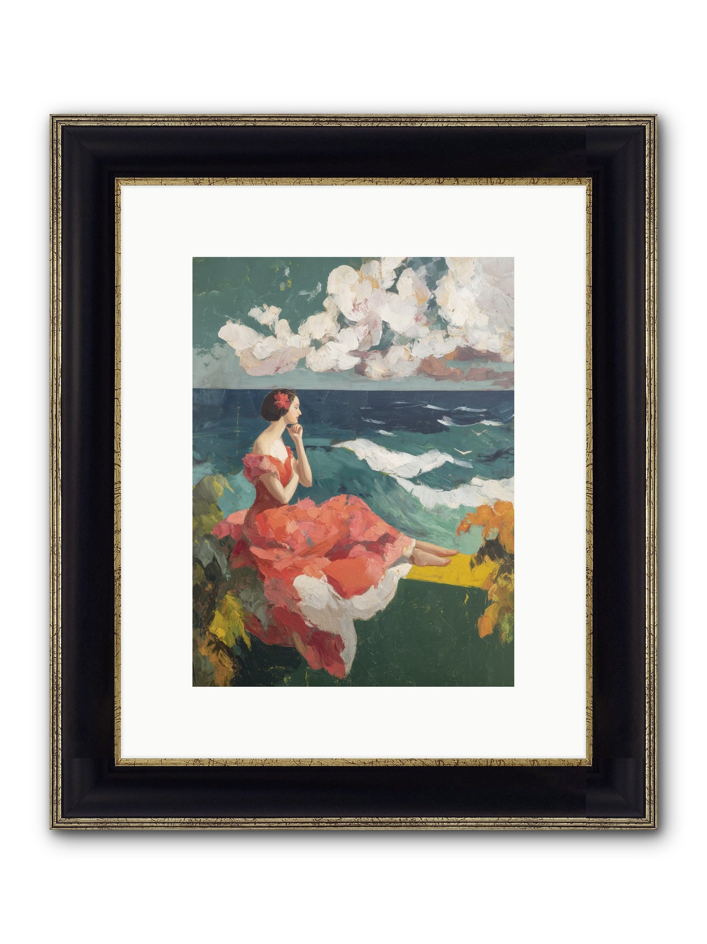 Sorrento Seascapes Framed Print - Black & Gold 9x12