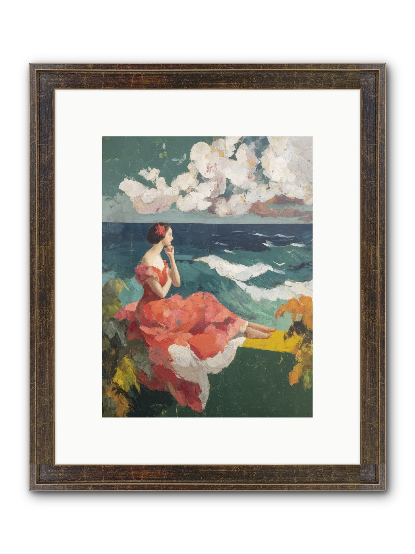 Sorrento Seascapes Framed Print - Slimwoods Black/Gold 9x12