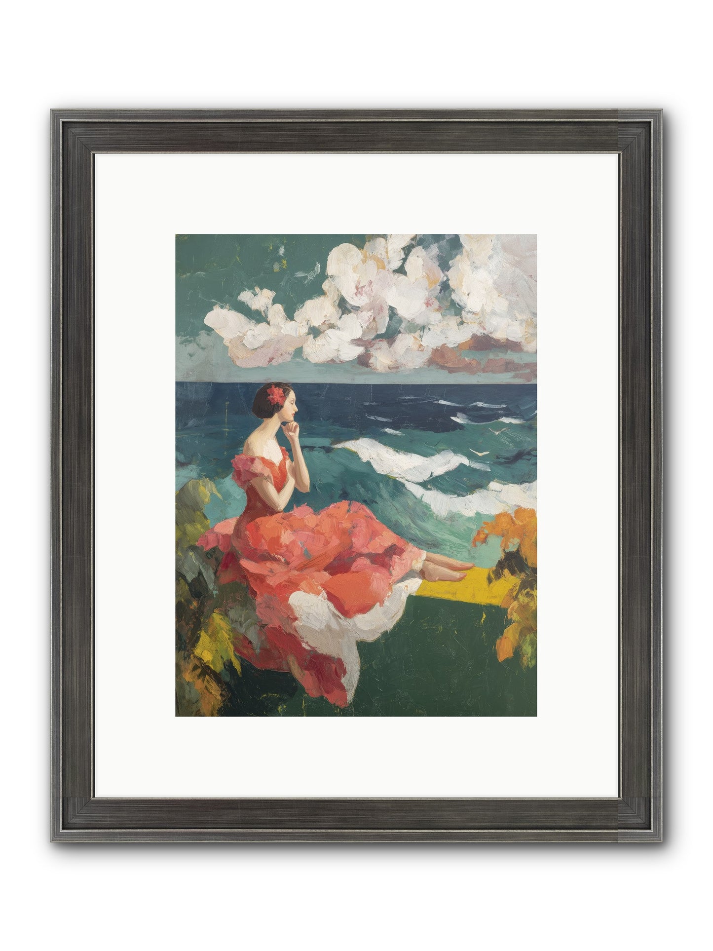 Sorrento Seascapes Framed Print - Slimwoods Black/Silver 9x12