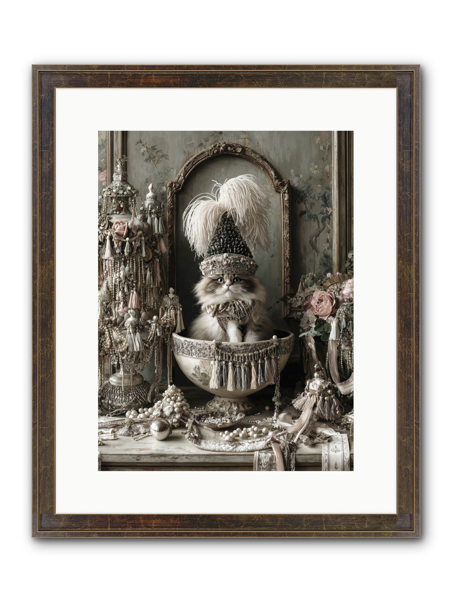 Sparkling Whiskers & Purrs Framed Print - Slimwoods Black/Gold 12x16