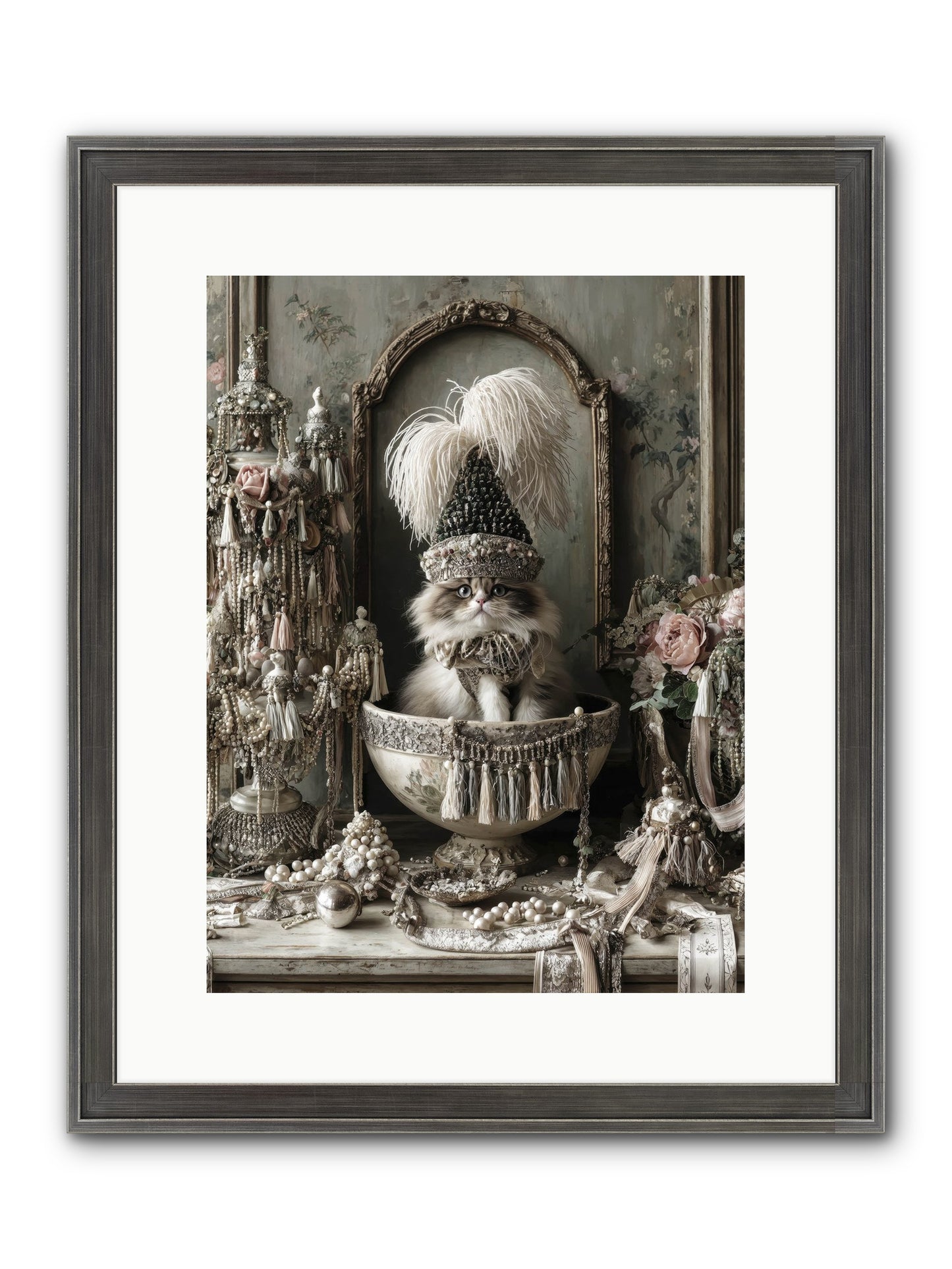 Sparkling Whiskers & Purrs Framed Print - Slimwoods Black/Silver 12x16