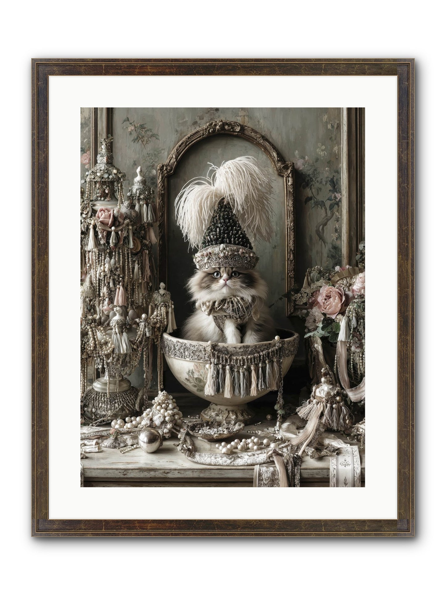 Sparkling Whiskers & Purrs Framed Print - Slimwoods Black/Gold 18x24