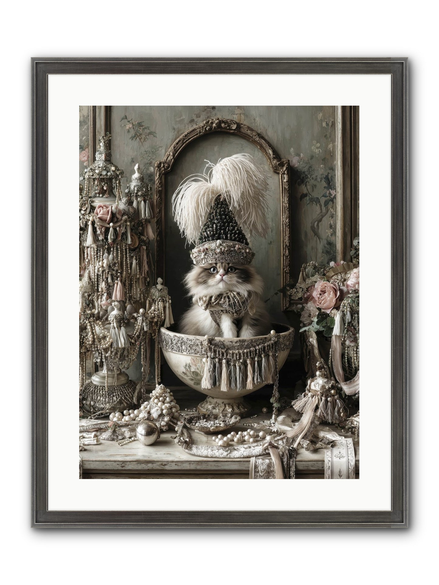 Sparkling Whiskers & Purrs Framed Print - Slimwoods Black/Silver 18x24