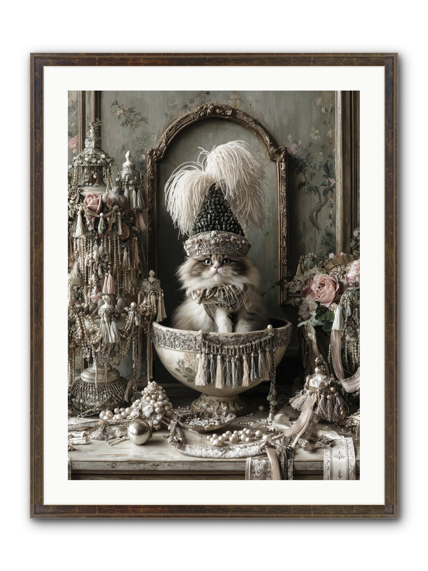 Sparkling Whiskers & Purrs Framed Print - Slimwoods Black/Gold 24x32