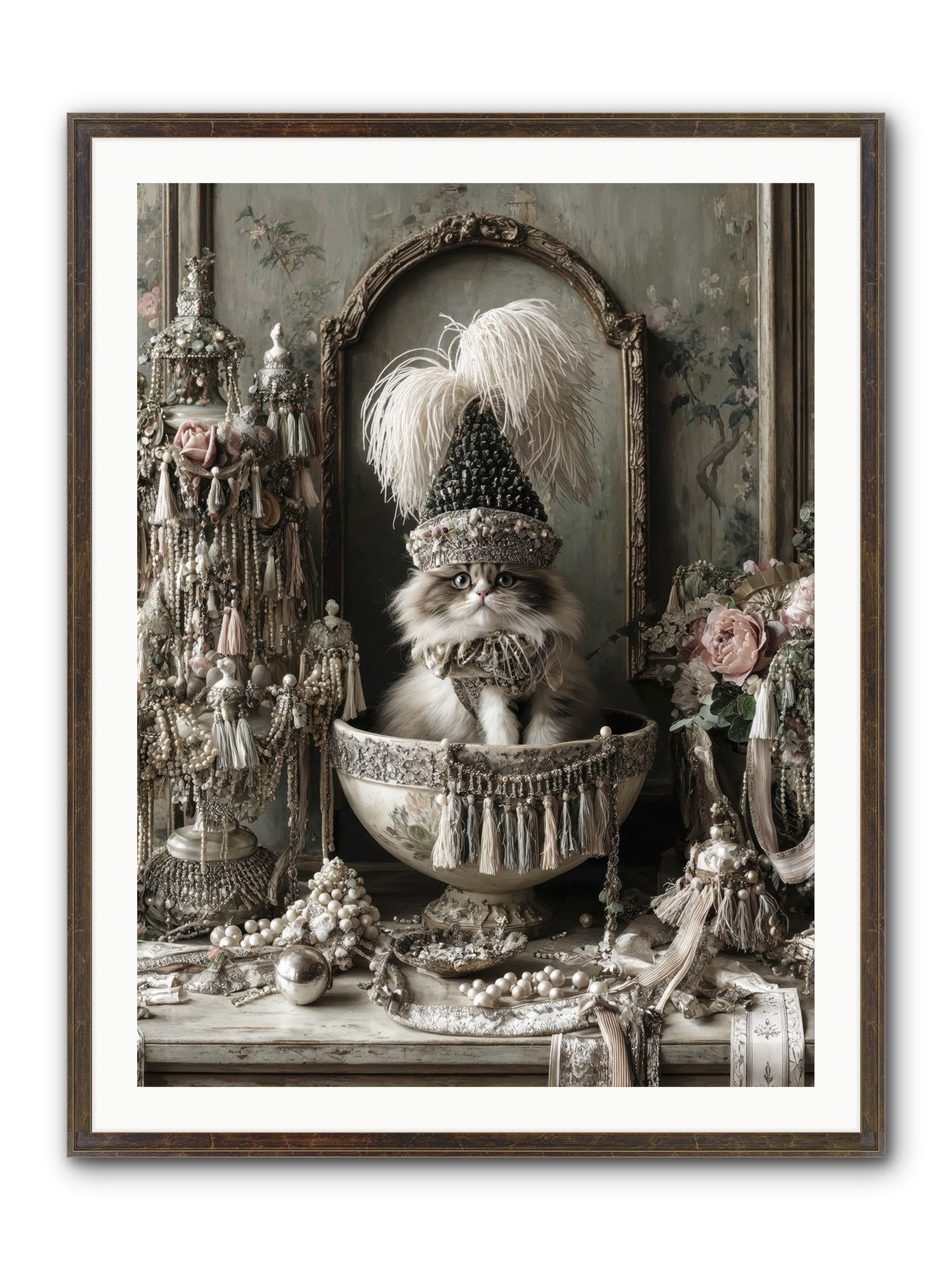 Sparkling Whiskers & Purrs Framed Print - Slimwoods Black/Gold 30x40