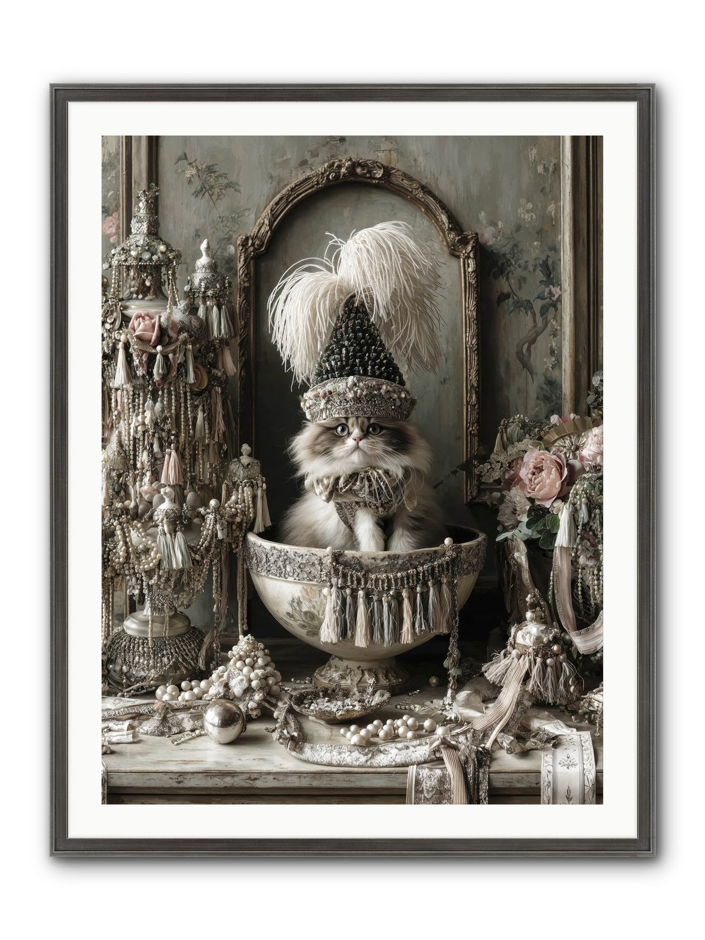 Sparkling Whiskers & Purrs Framed Print - Slimwoods Black/Silver 30x40
