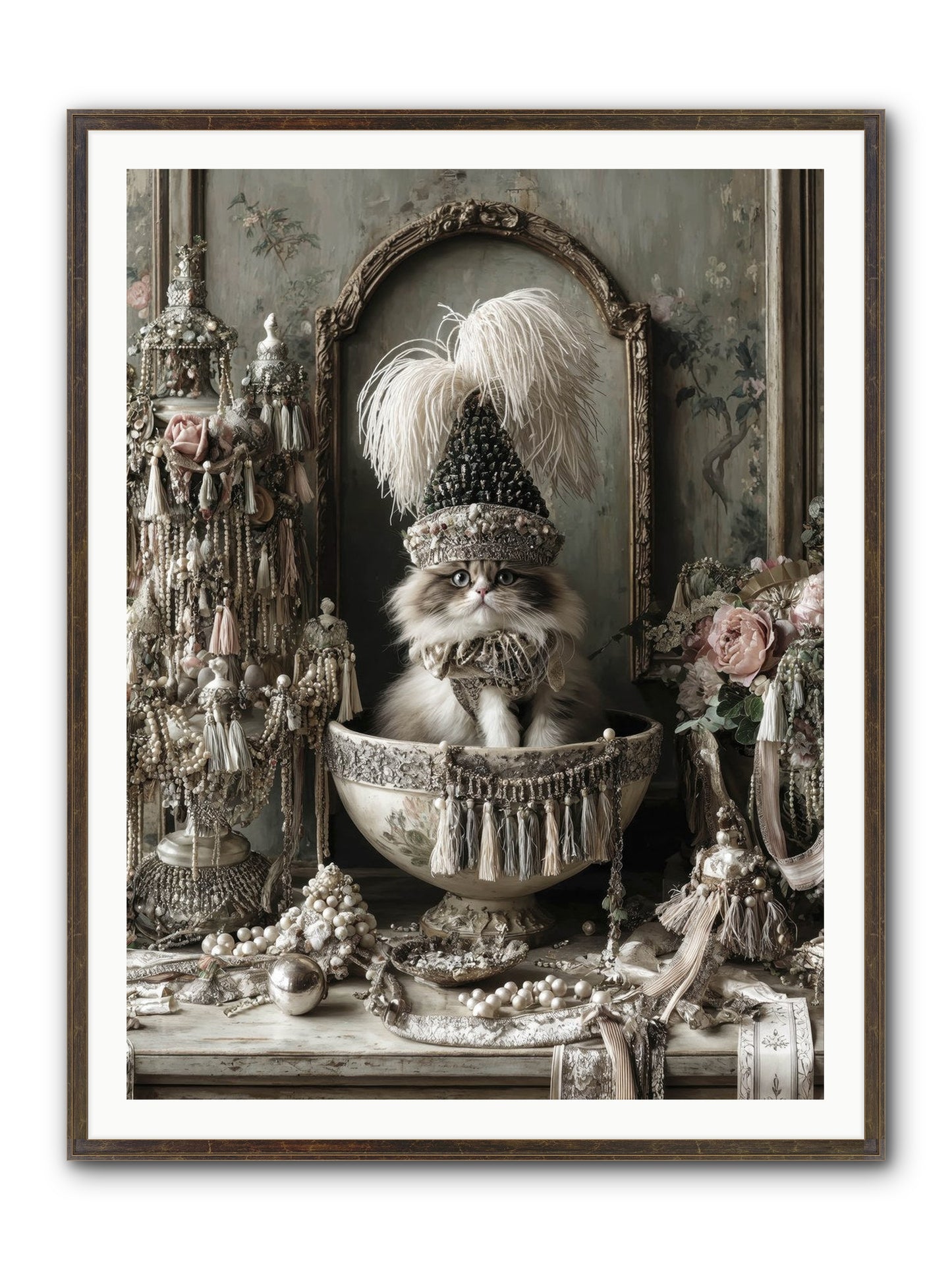 Sparkling Whiskers & Purrs Framed Print - Slimwoods Black/Gold 36x48
