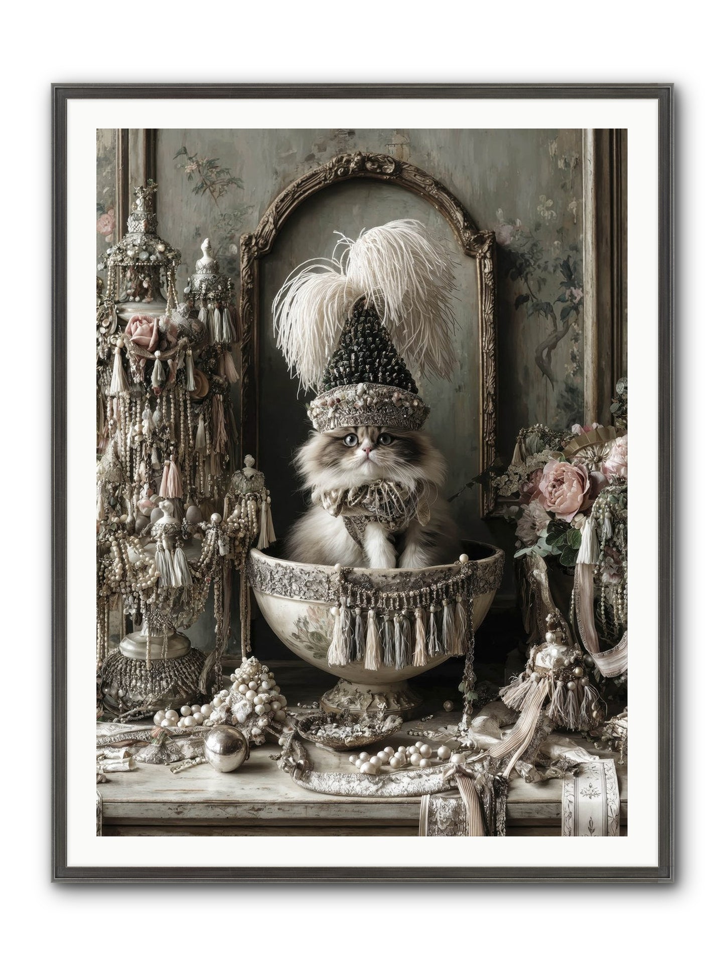 Sparkling Whiskers & Purrs Framed Print - Slimwoods Black/Silver 36x48
