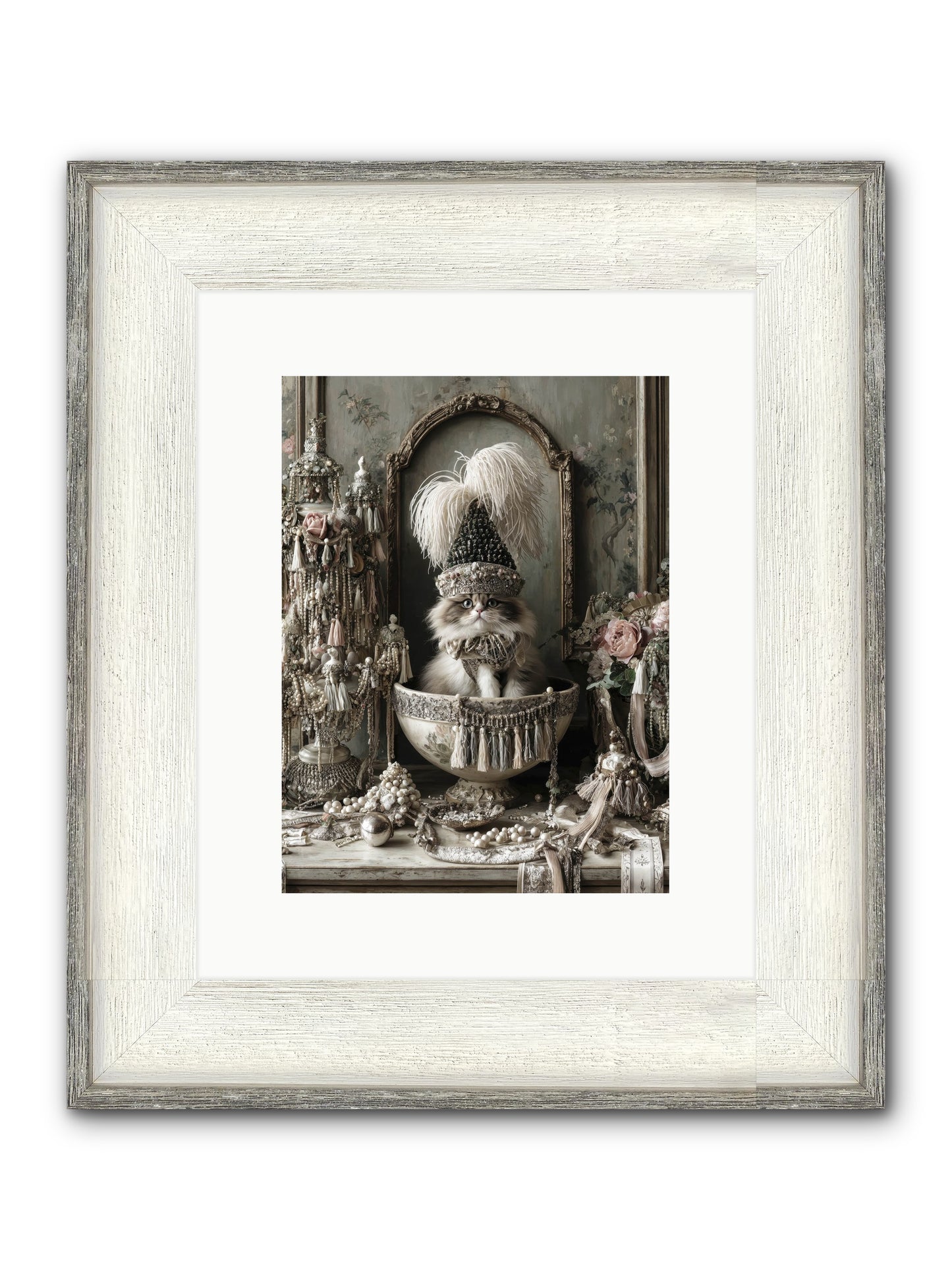 Sparkling Whiskers & Purrs Framed Print - Driftwood White 9x12