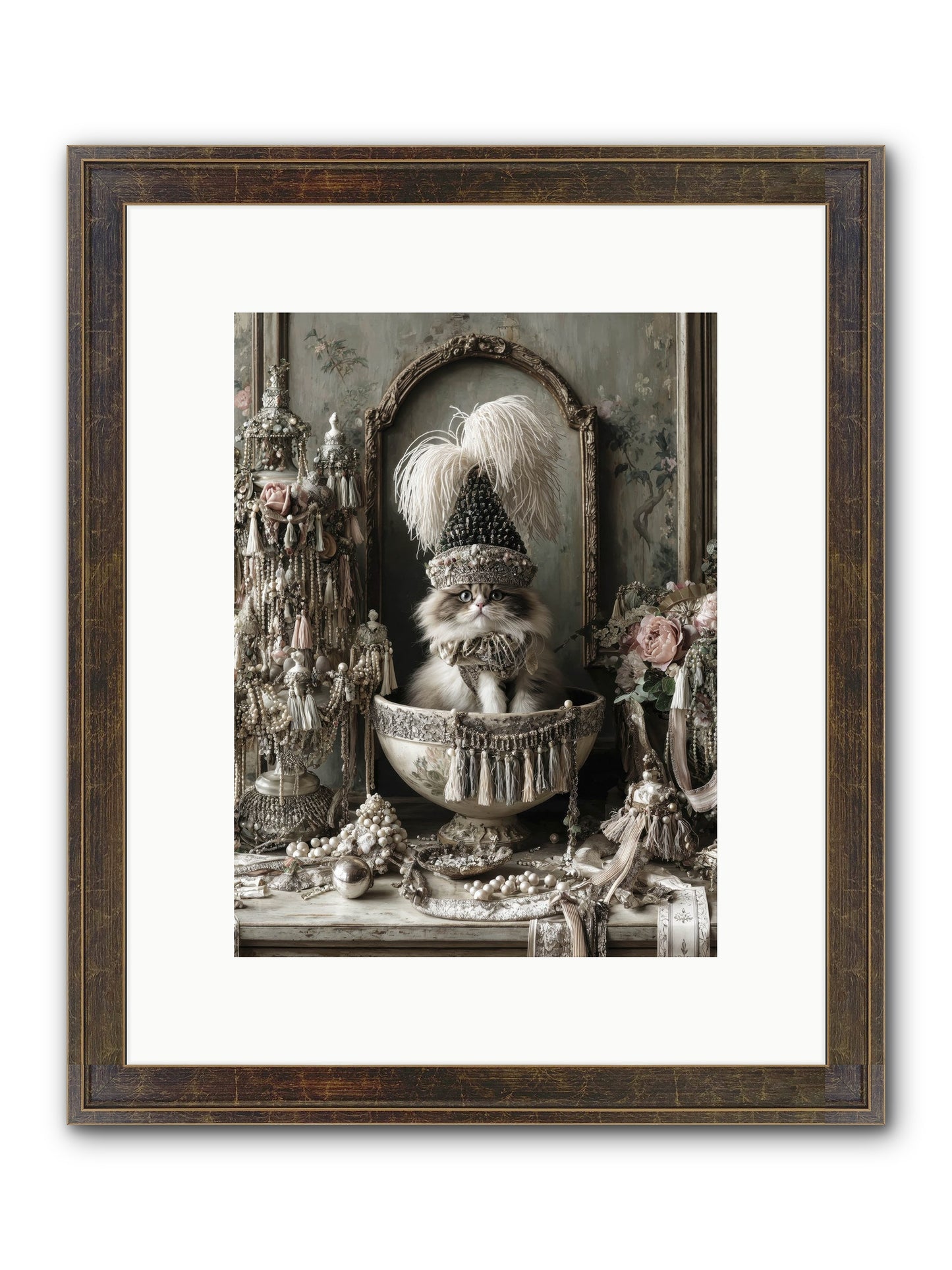 Sparkling Whiskers & Purrs Framed Print - Slimwoods Black/Gold 9x12