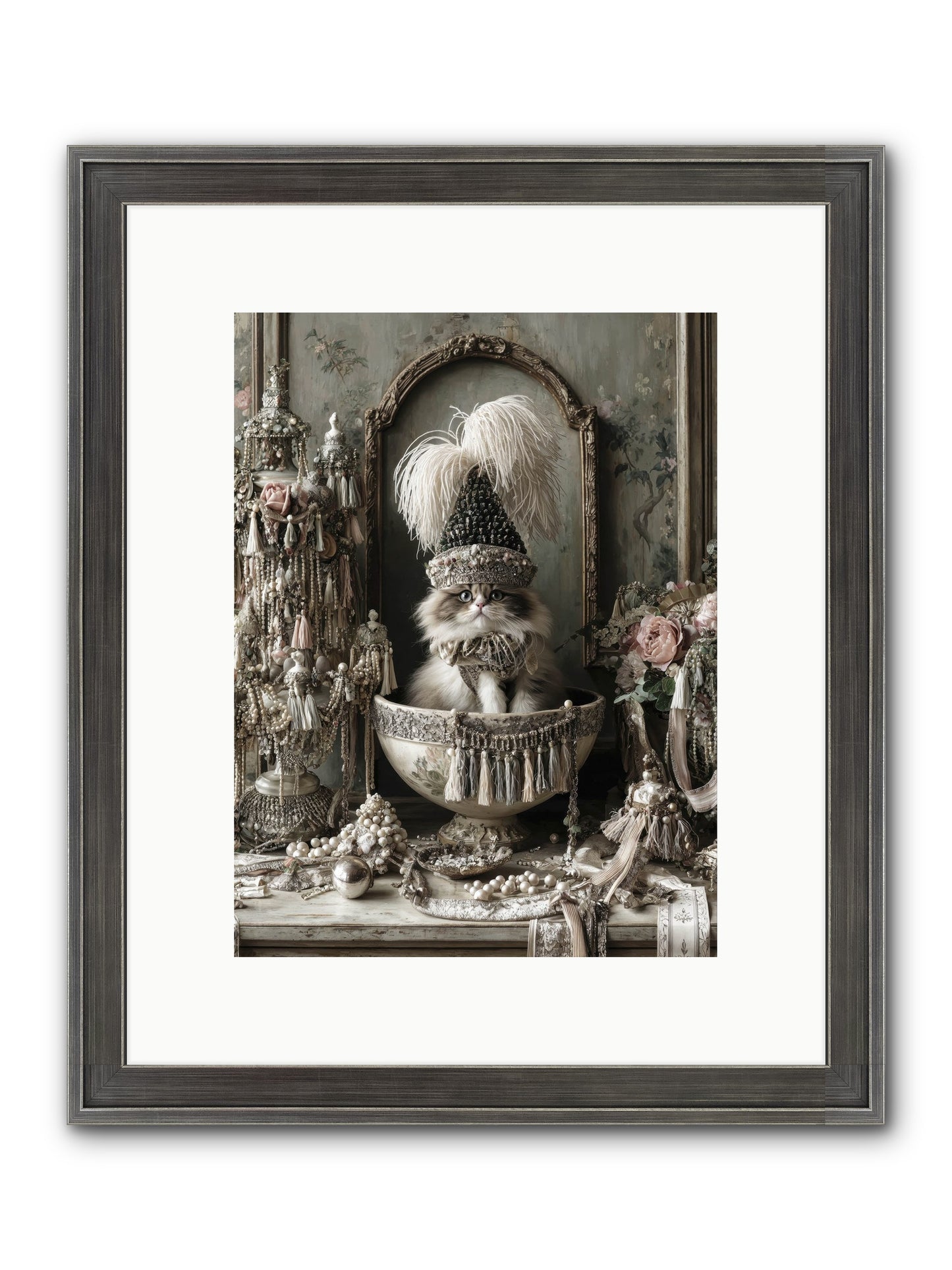 Sparkling Whiskers & Purrs Framed Print - Slimwoods Black/Silver 9x12