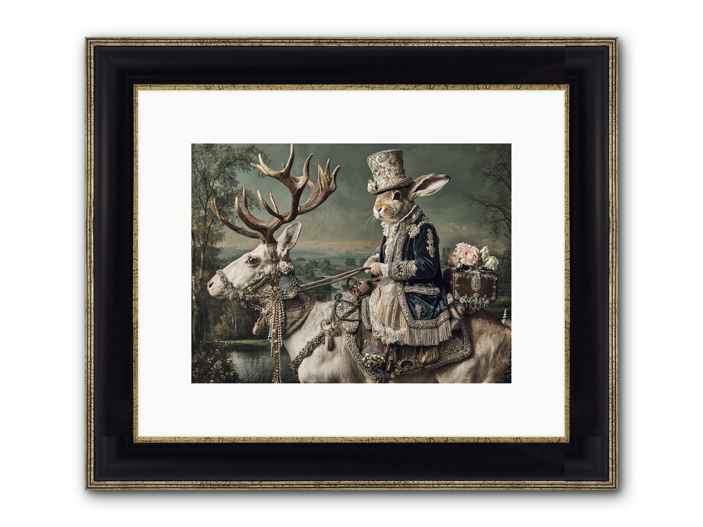 Sparrow Vale Framed Print - Black & Gold 12x9