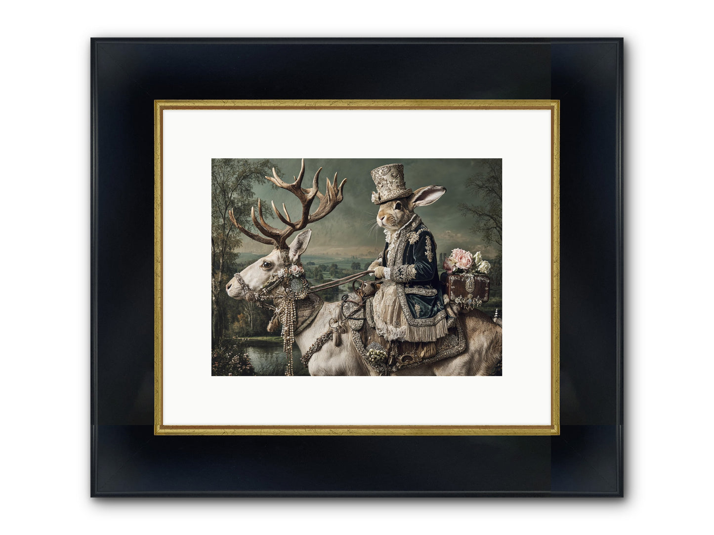 Sparrow Vale Framed Print - Wide Black w/Gold 12x9