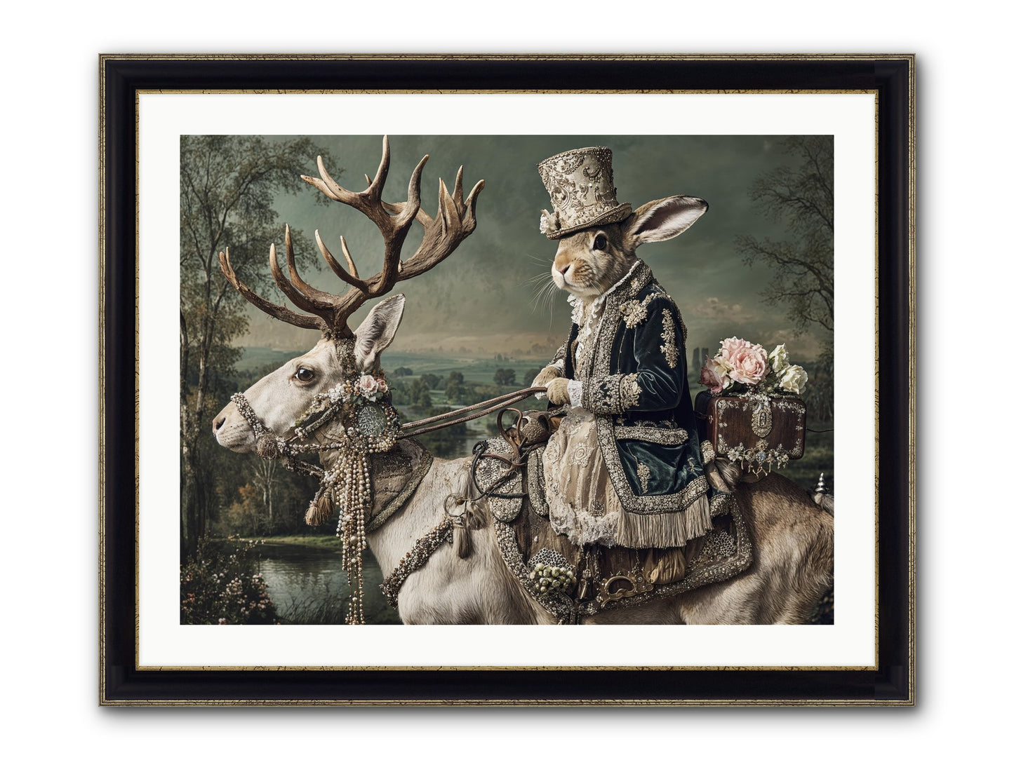Sparrow Vale Framed Print - Black & Gold 32x24