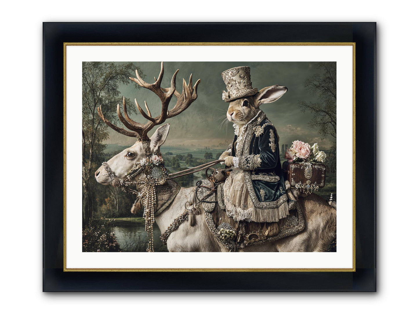Sparrow Vale Framed Print - Wide Black w/Gold 32x24