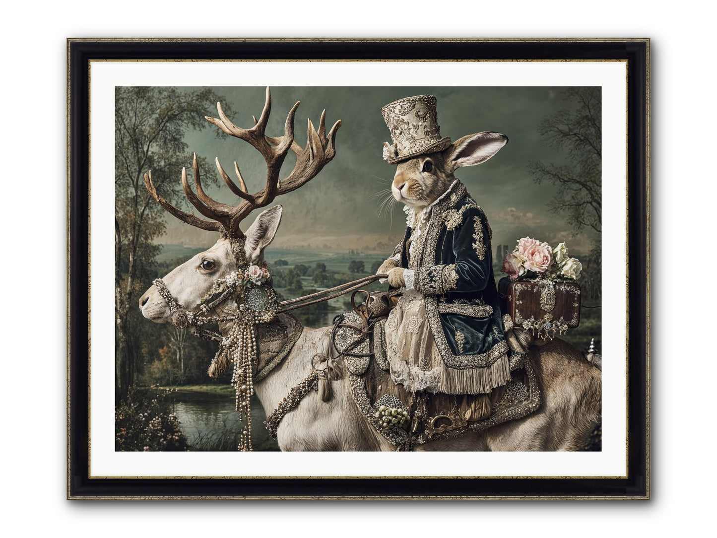 Sparrow Vale Framed Print - Black & Gold 40x30