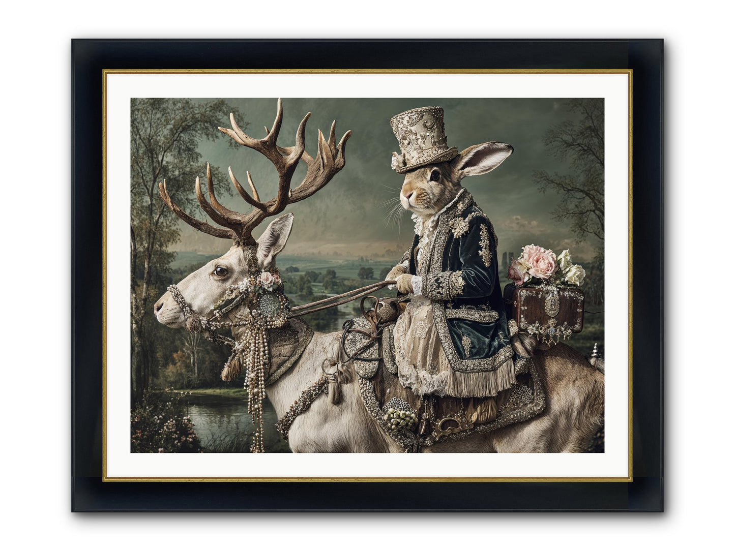 Sparrow Vale Framed Print - Wide Black w/Gold 40x30