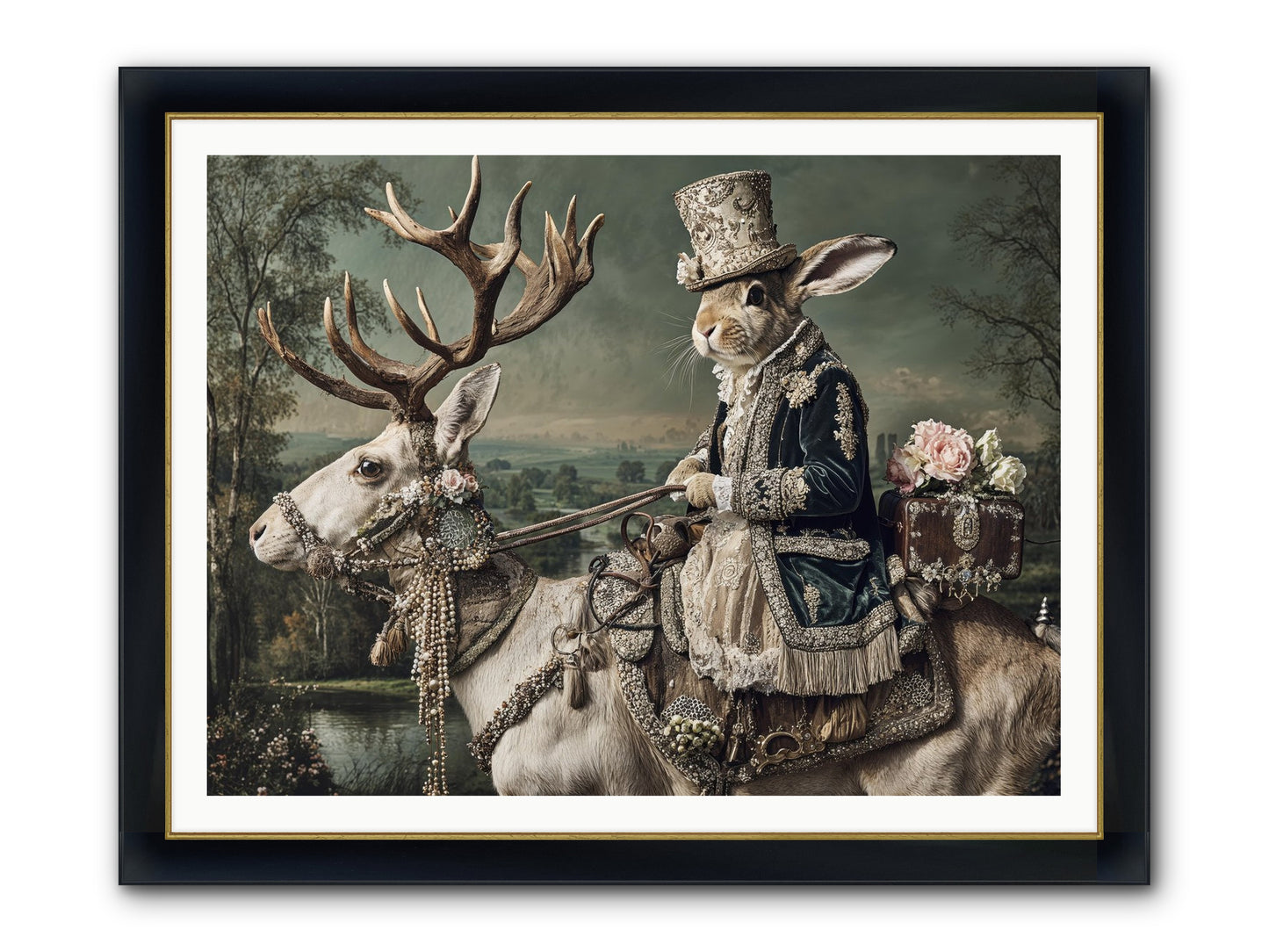 Sparrow Vale Framed Print - Wide Black w/Gold 48x36