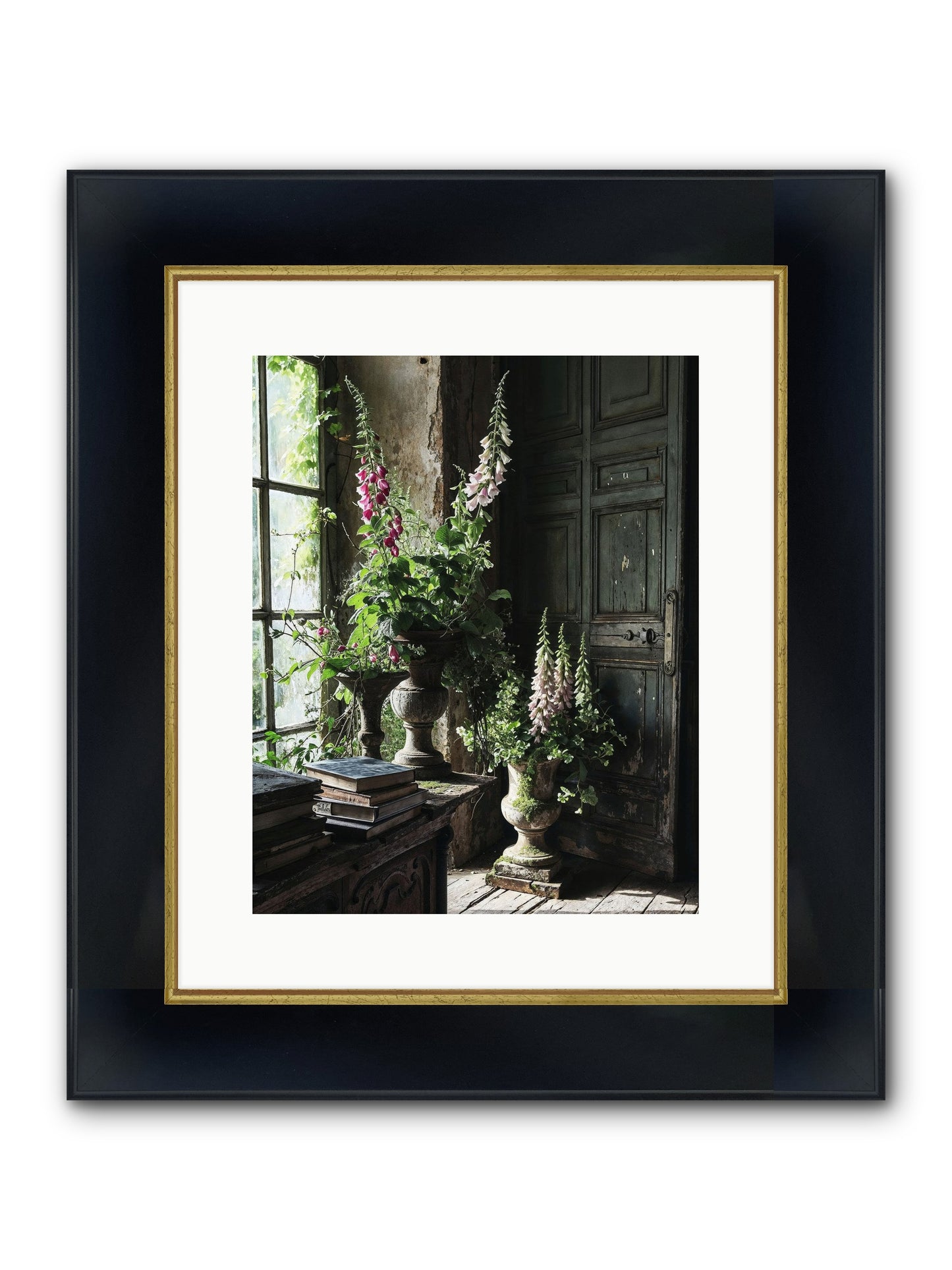 Spires Framed Print - Wide Black w/Gold 12x15