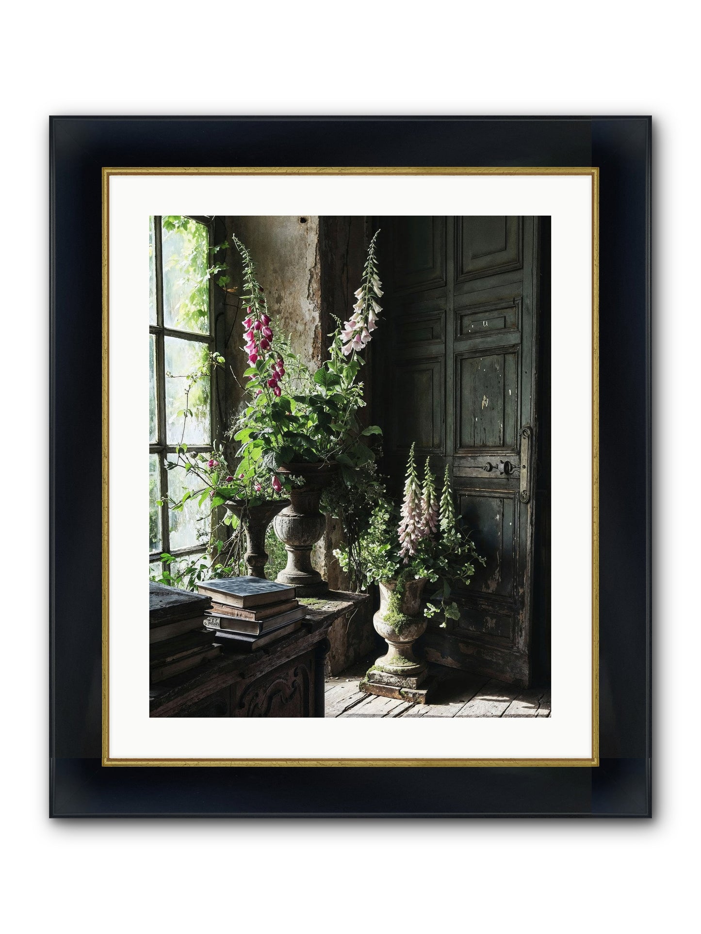 Spires Framed Print - Wide Black w/Gold 20x25