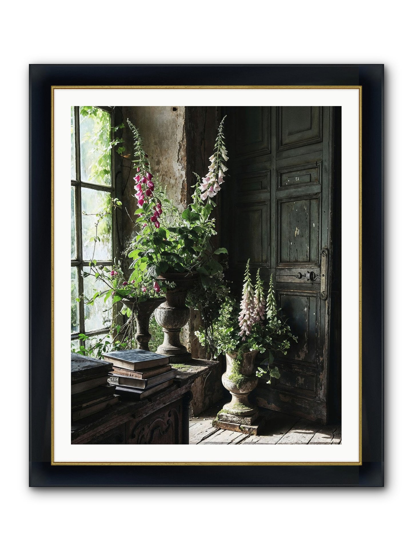 Spires Framed Print - Wide Black w/Gold 32x40