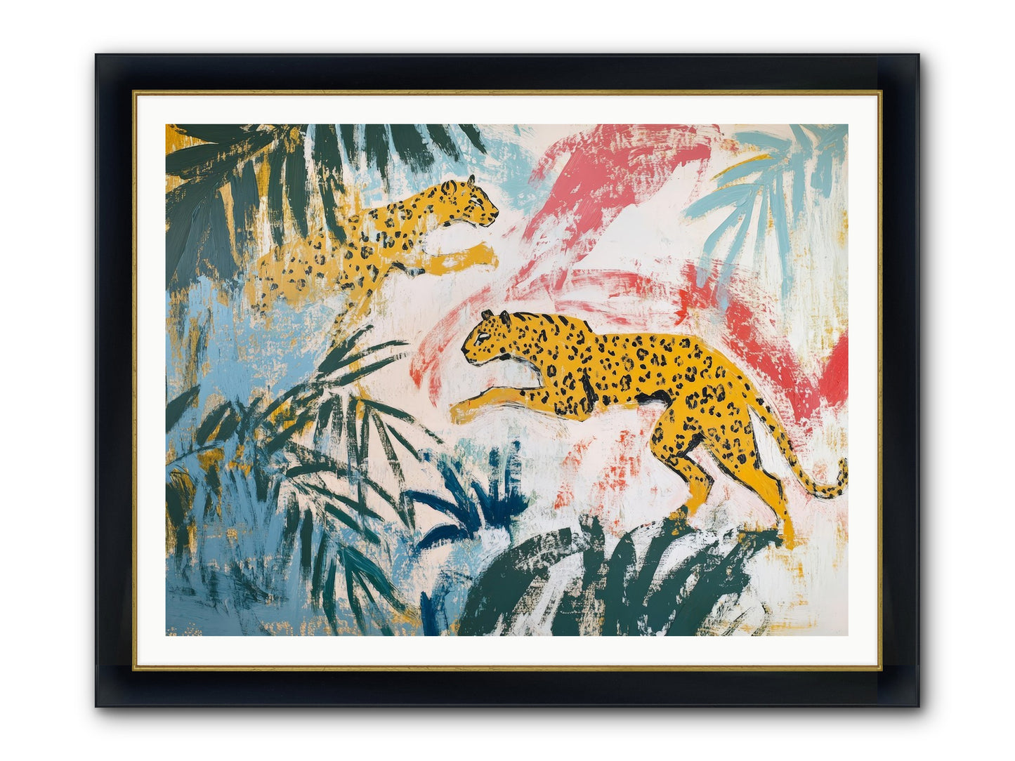 Spotted Court Of Kensington Framed Print - Wide Black w/Gold 48x36