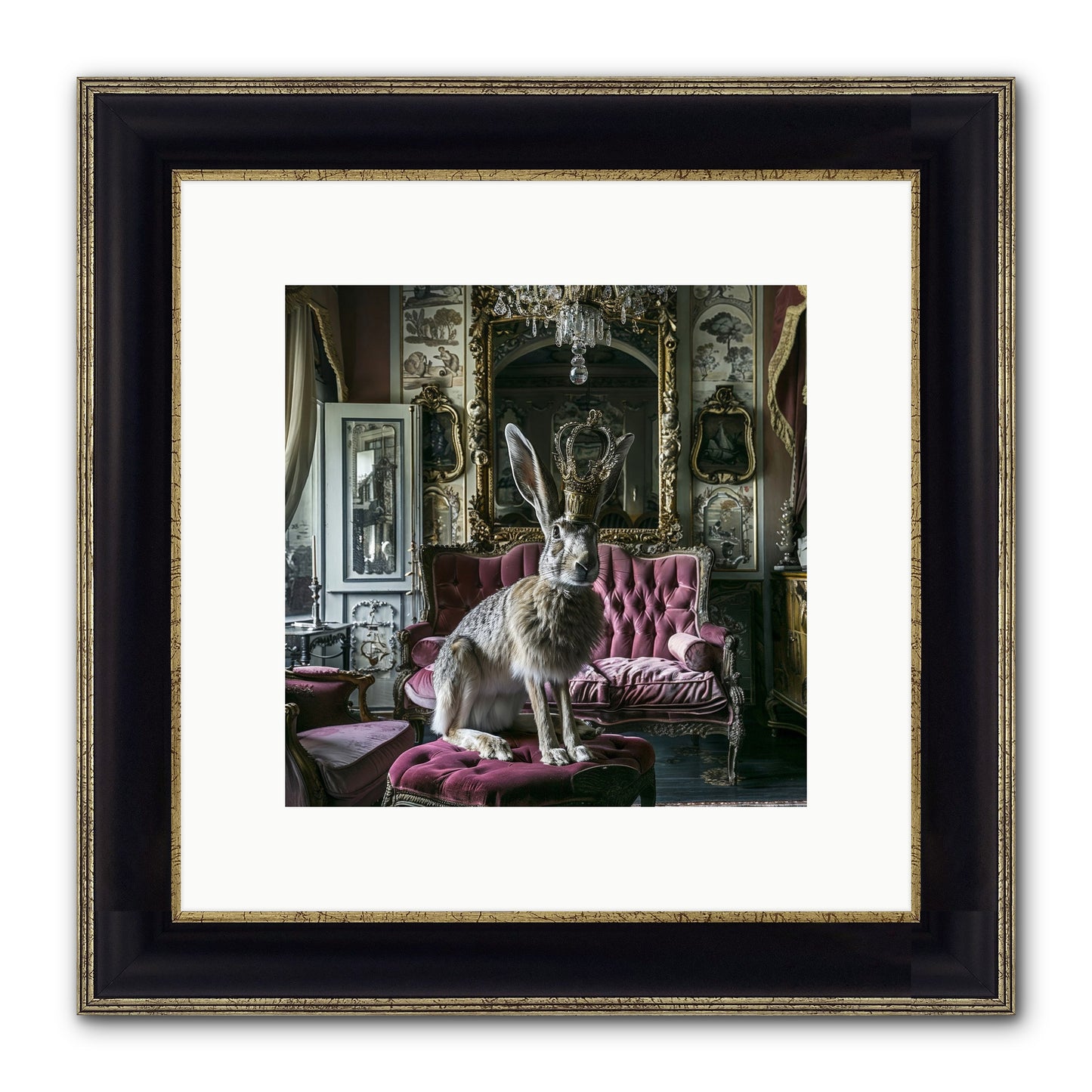 Spring Soiree Framed Print - Black & Gold 10x10