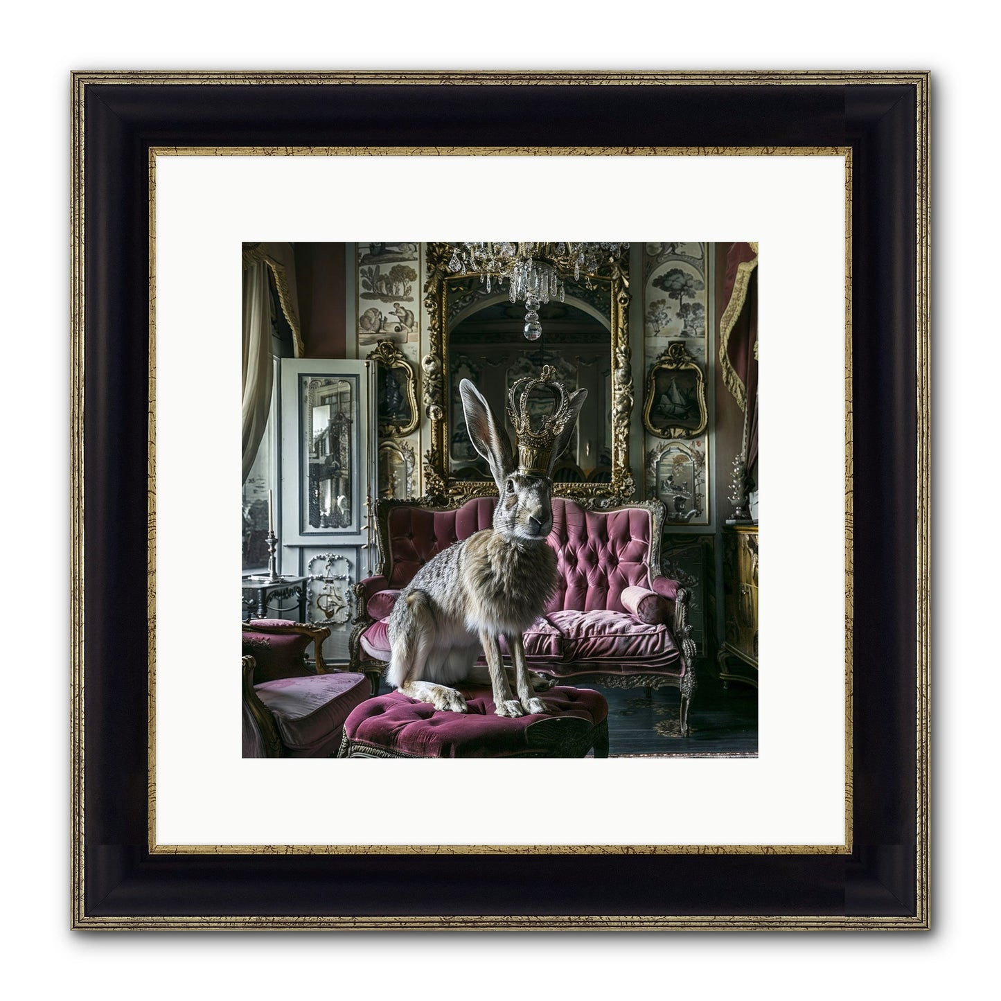 Spring Soiree Framed Print - Black & Gold 12x12