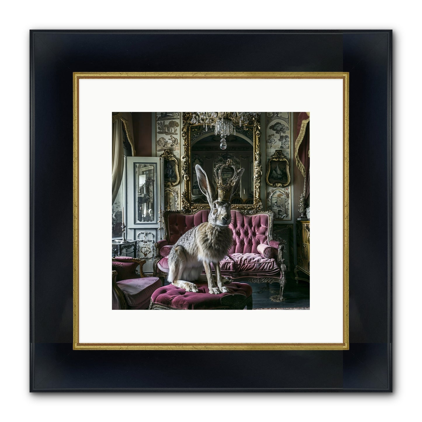 Spring Soiree Framed Print - Wide Black w/Gold 12x12