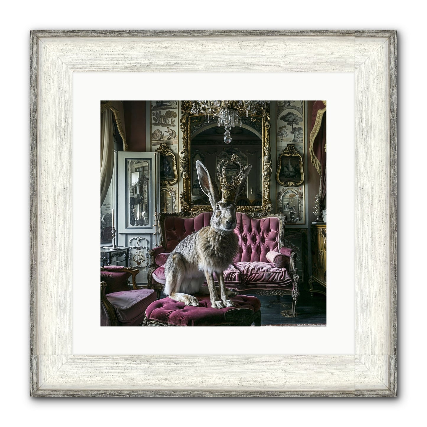 Spring Soiree Framed Print - Driftwood White 16x16