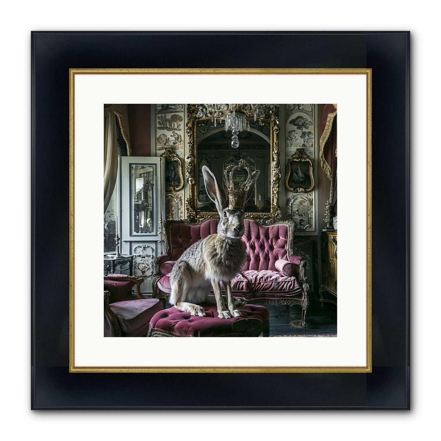 Spring Soiree Framed Print - Wide Black w/Gold 16x16