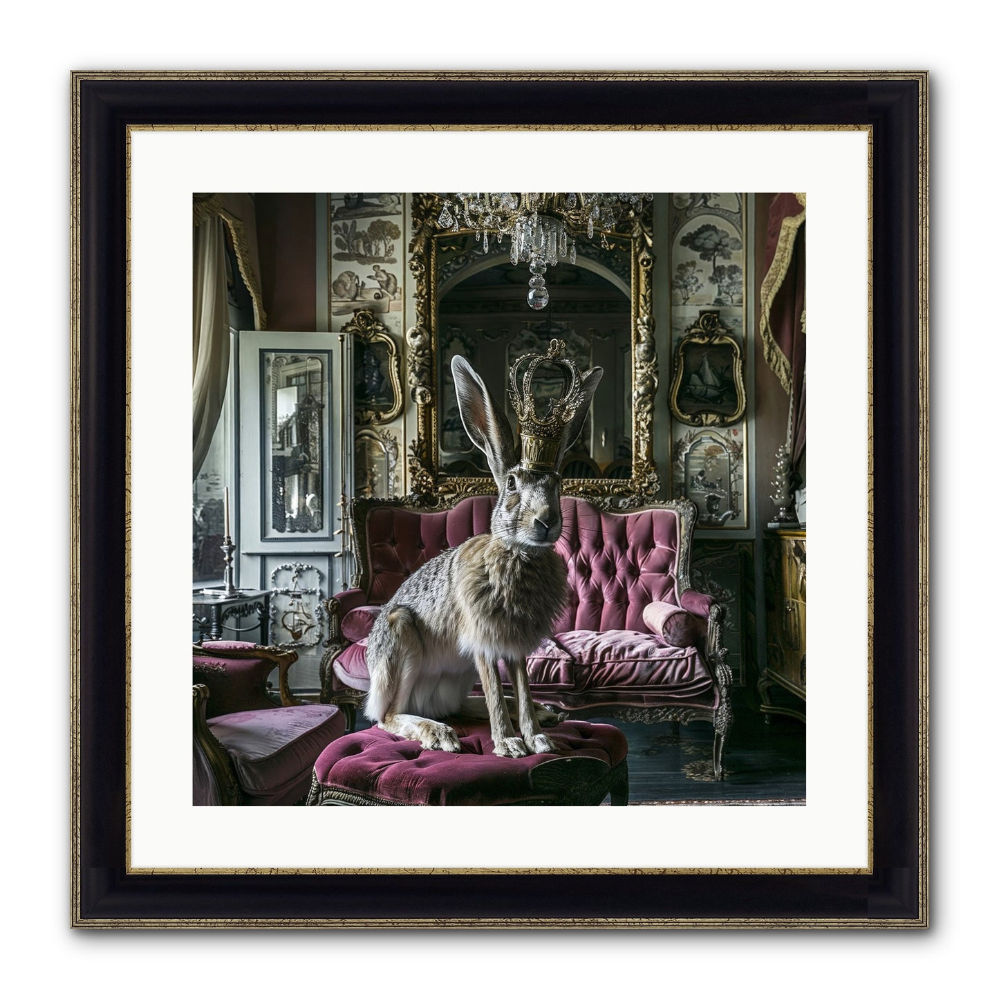 Spring Soiree Framed Print - Black & Gold 20x20