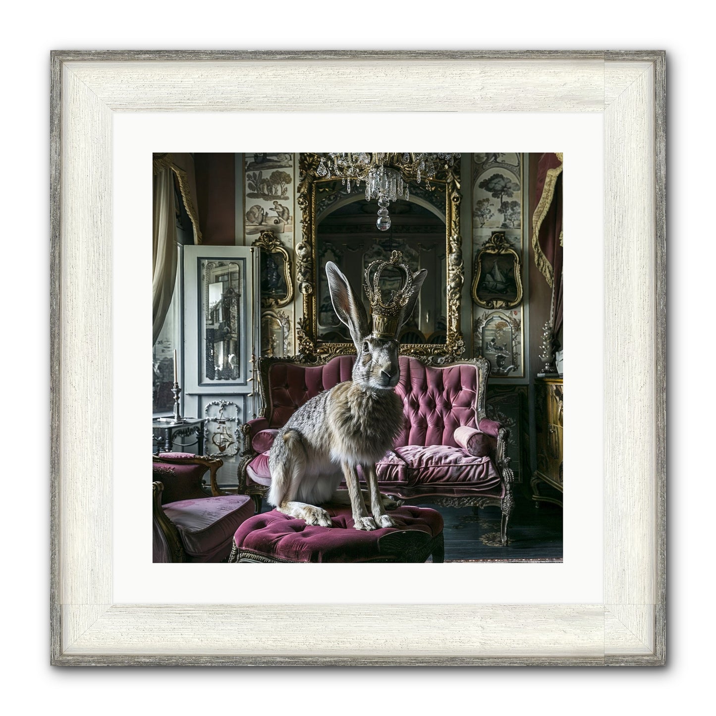 Spring Soiree Framed Print - Driftwood White 20x20