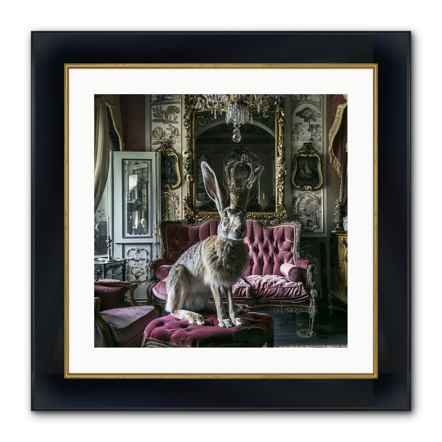 Spring Soiree Framed Print - Wide Black w/Gold 20x20