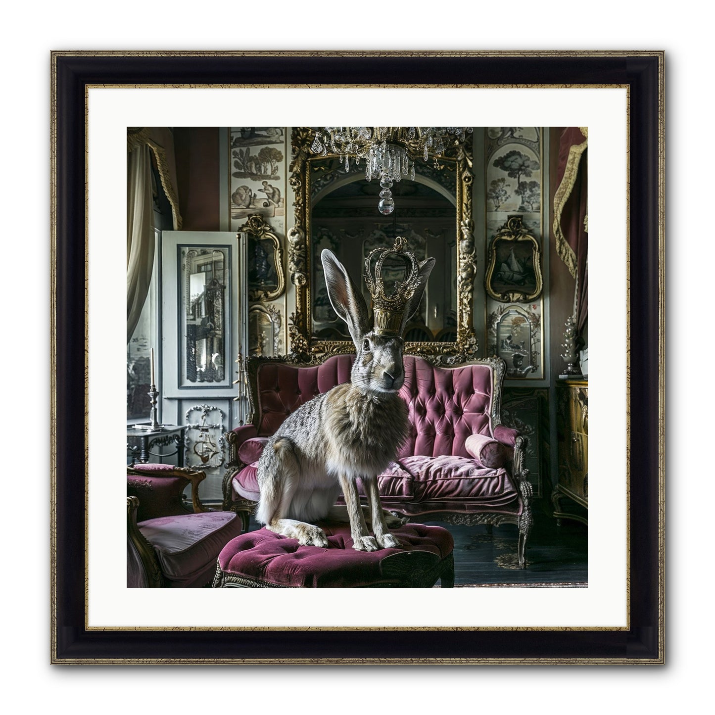 Spring Soiree Framed Print - Black & Gold 24x24
