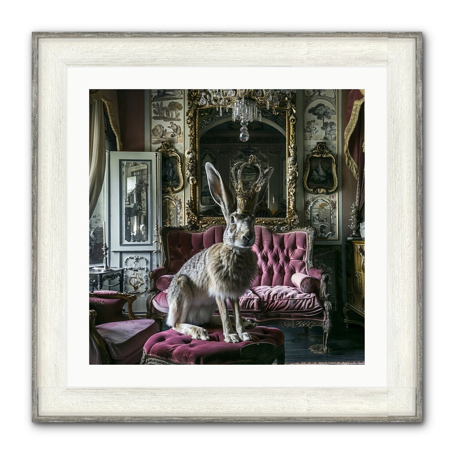 Spring Soiree Framed Print - Driftwood White 24x24