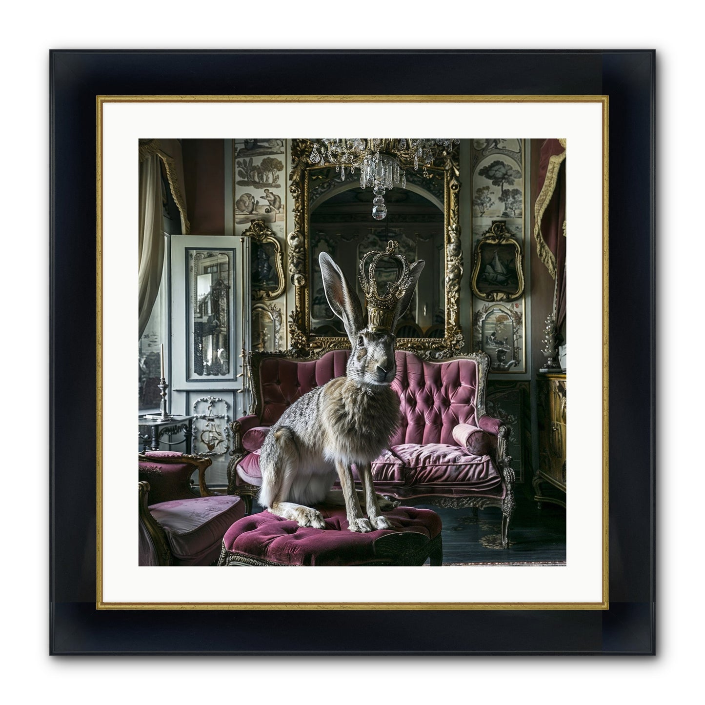 Spring Soiree Framed Print - Wide Black w/Gold 24x24
