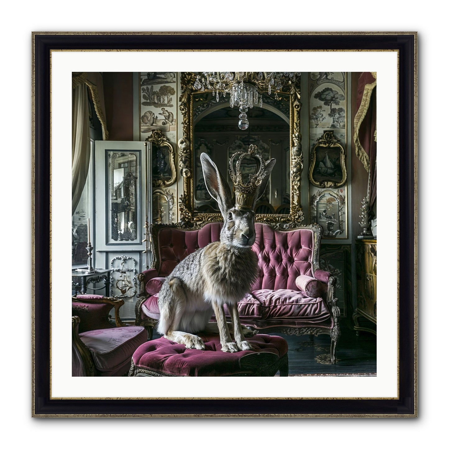 Spring Soiree Framed Print - Black & Gold 30x30