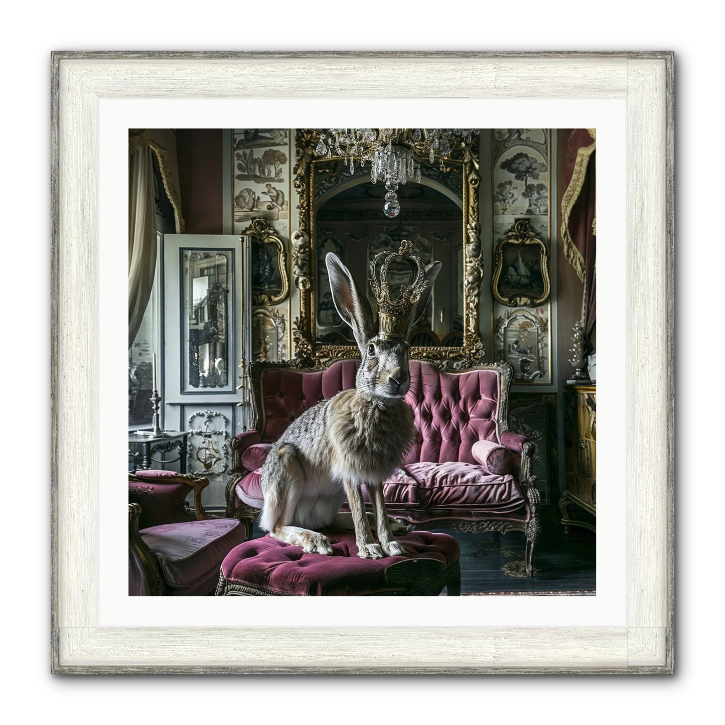 Spring Soiree Framed Print - Driftwood White 30x30