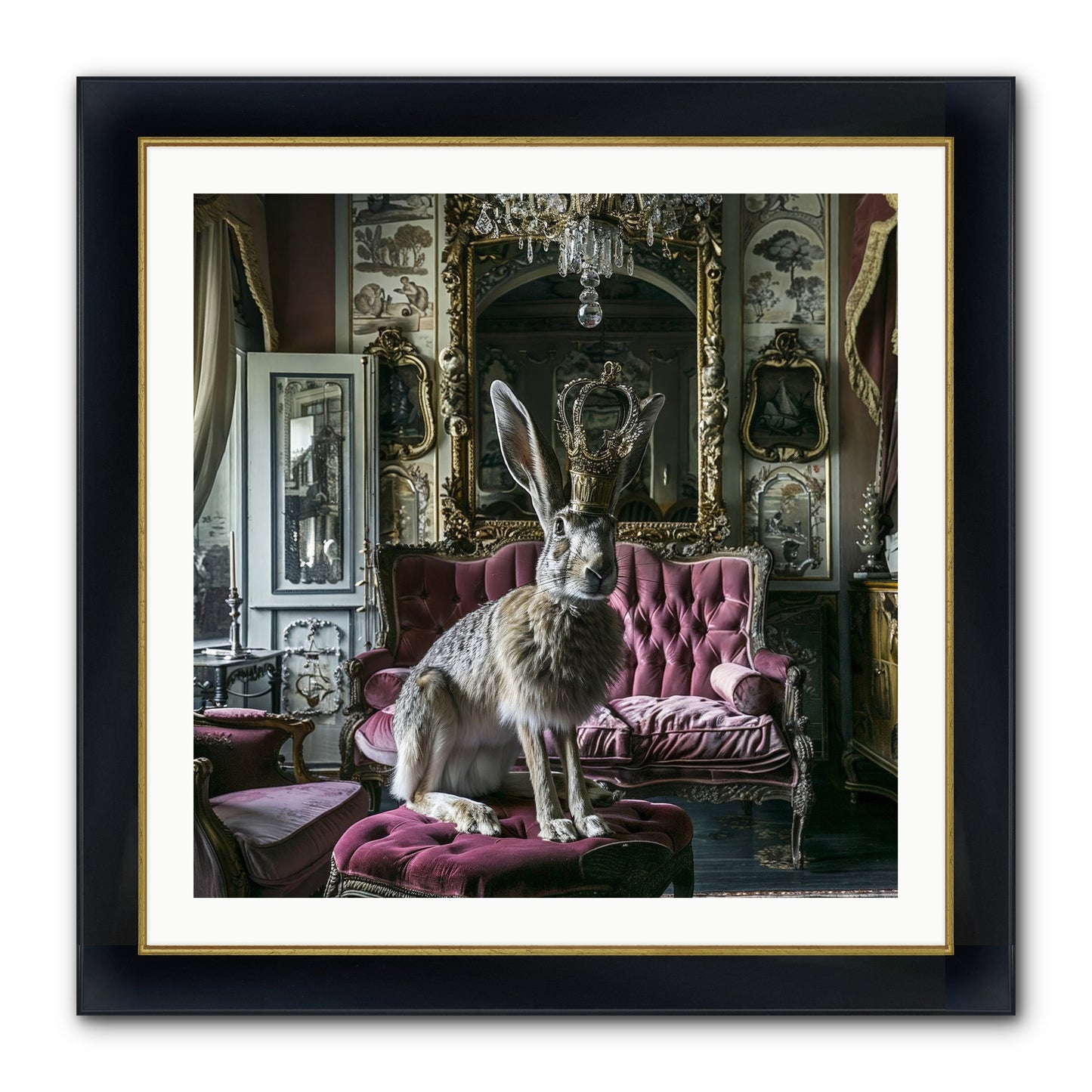 Spring Soiree Framed Print - Wide Black w/Gold 30x30