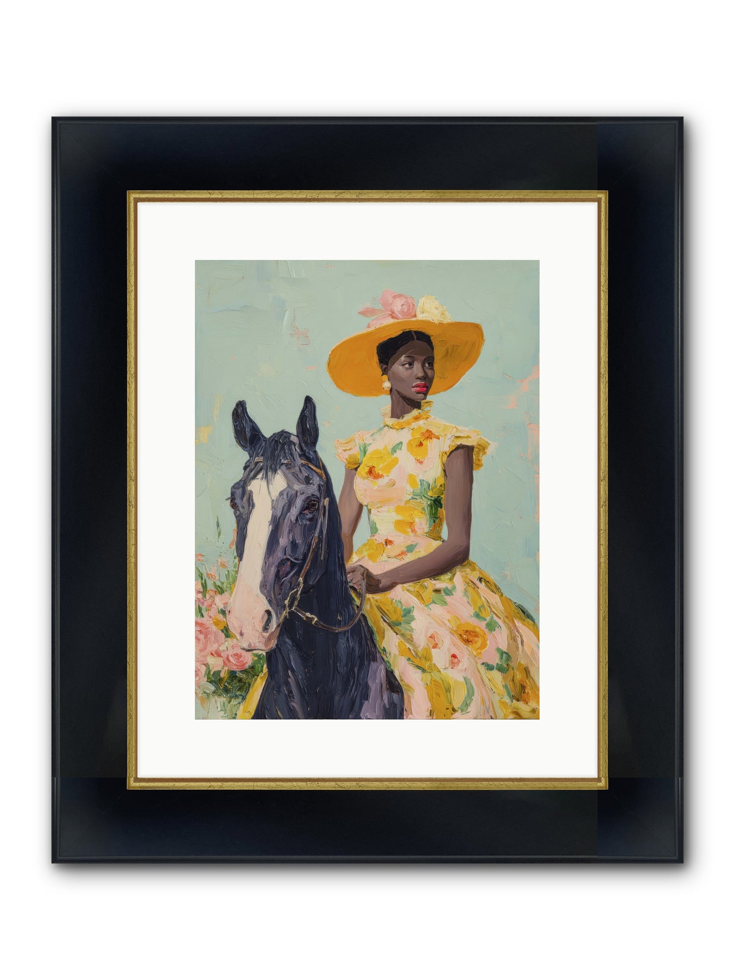 Starlight Spun Framed Print - Wide Black w/Gold 12x16