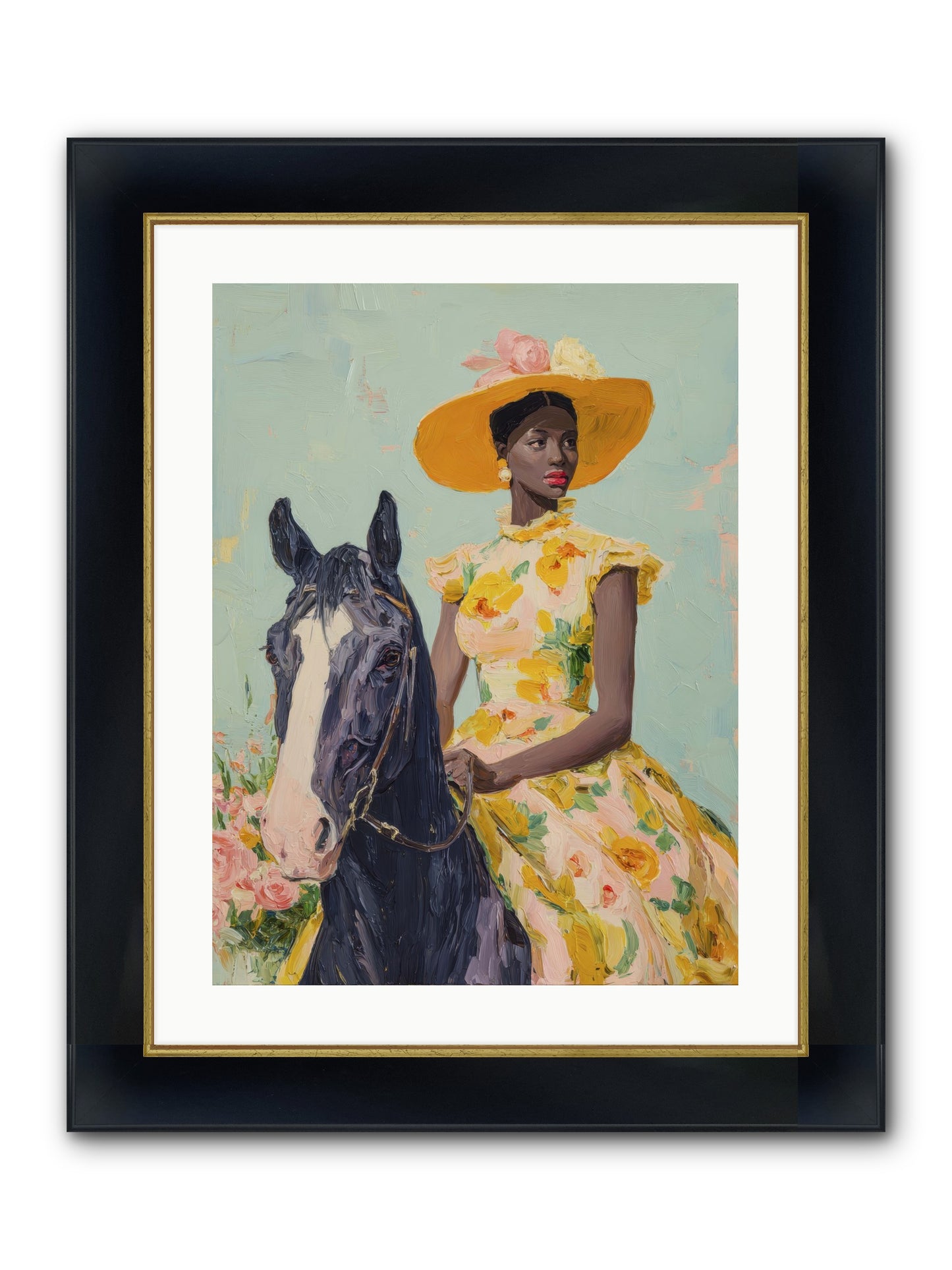 Starlight Spun Framed Print - Wide Black w/Gold 18x24