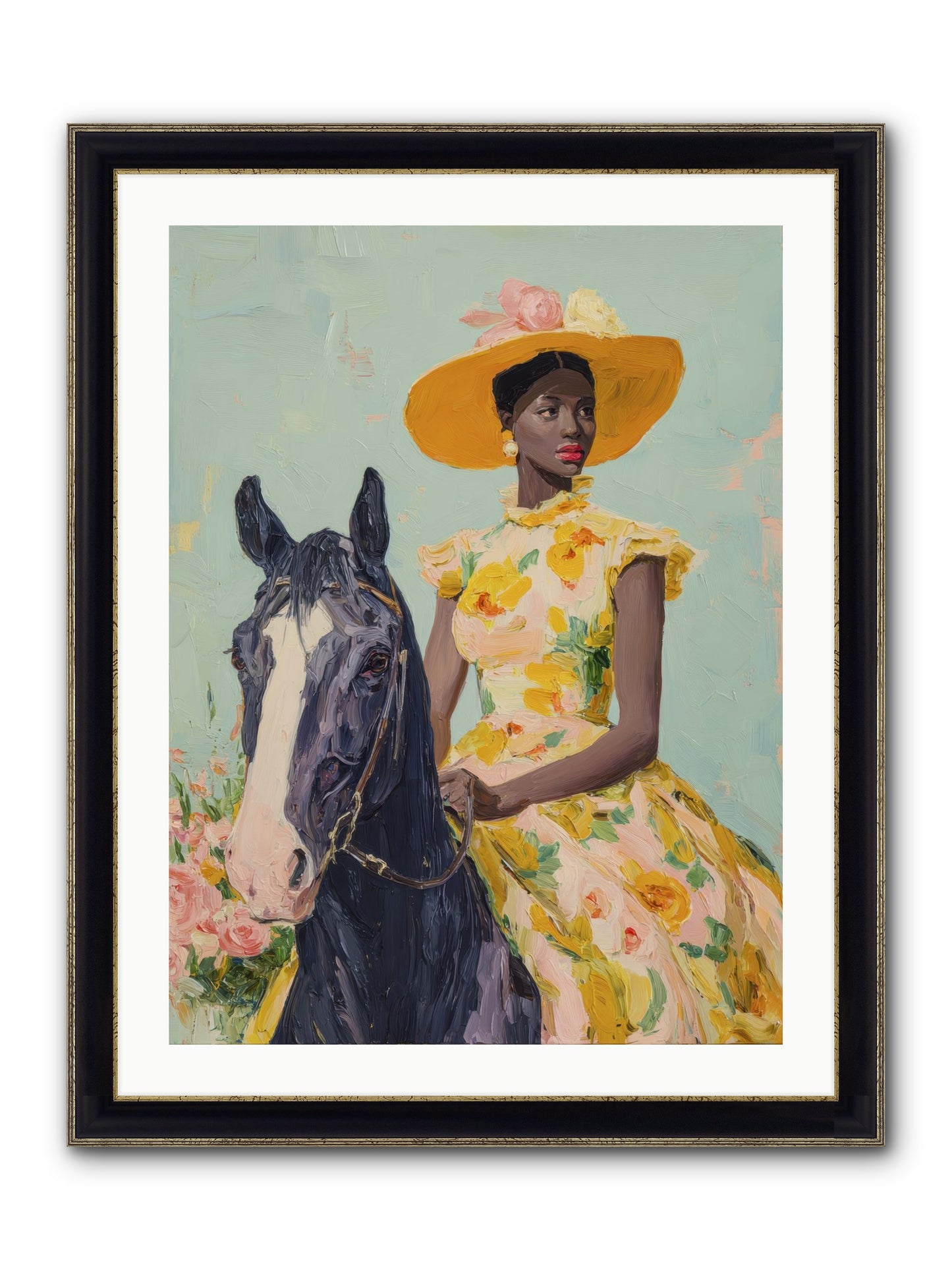 Starlight Spun Framed Print - Black & Gold 24x32