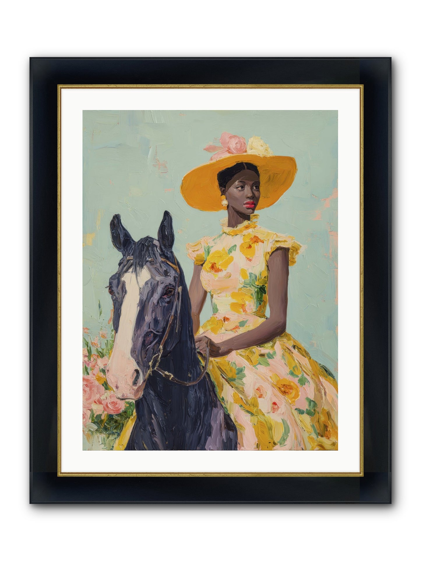 Starlight Spun Framed Print - Wide Black w/Gold 24x32