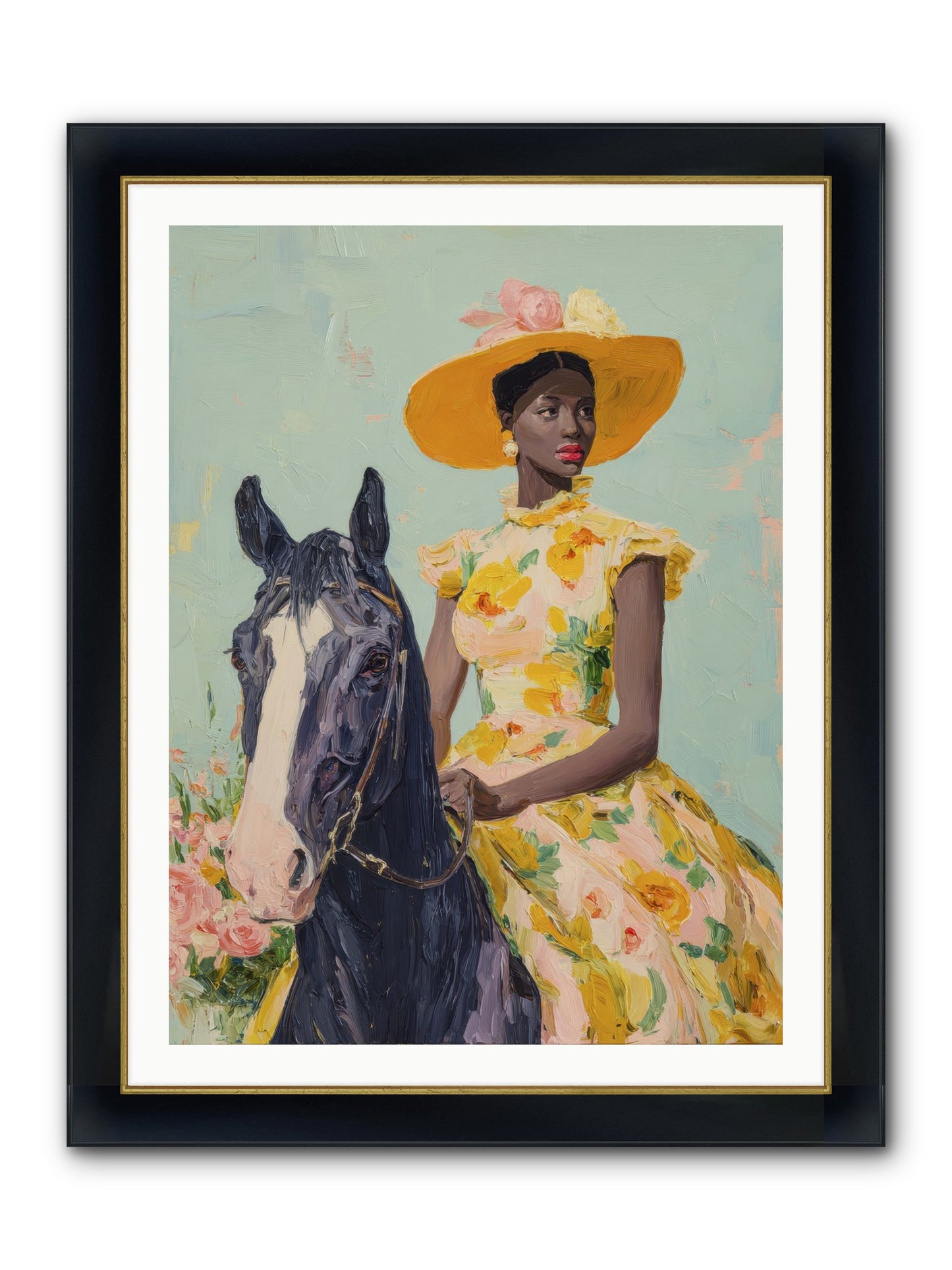 Starlight Spun Framed Print - Wide Black w/Gold 30x40