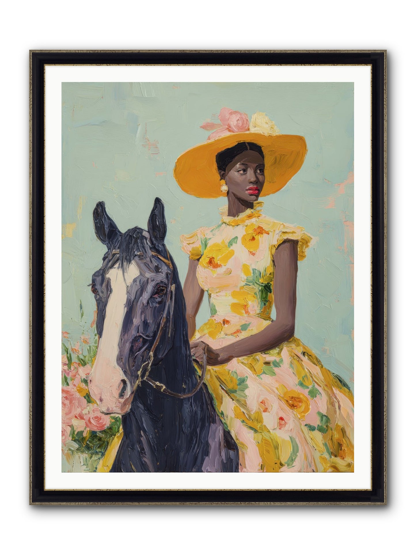 Starlight Spun Framed Print - Black & Gold 36x48