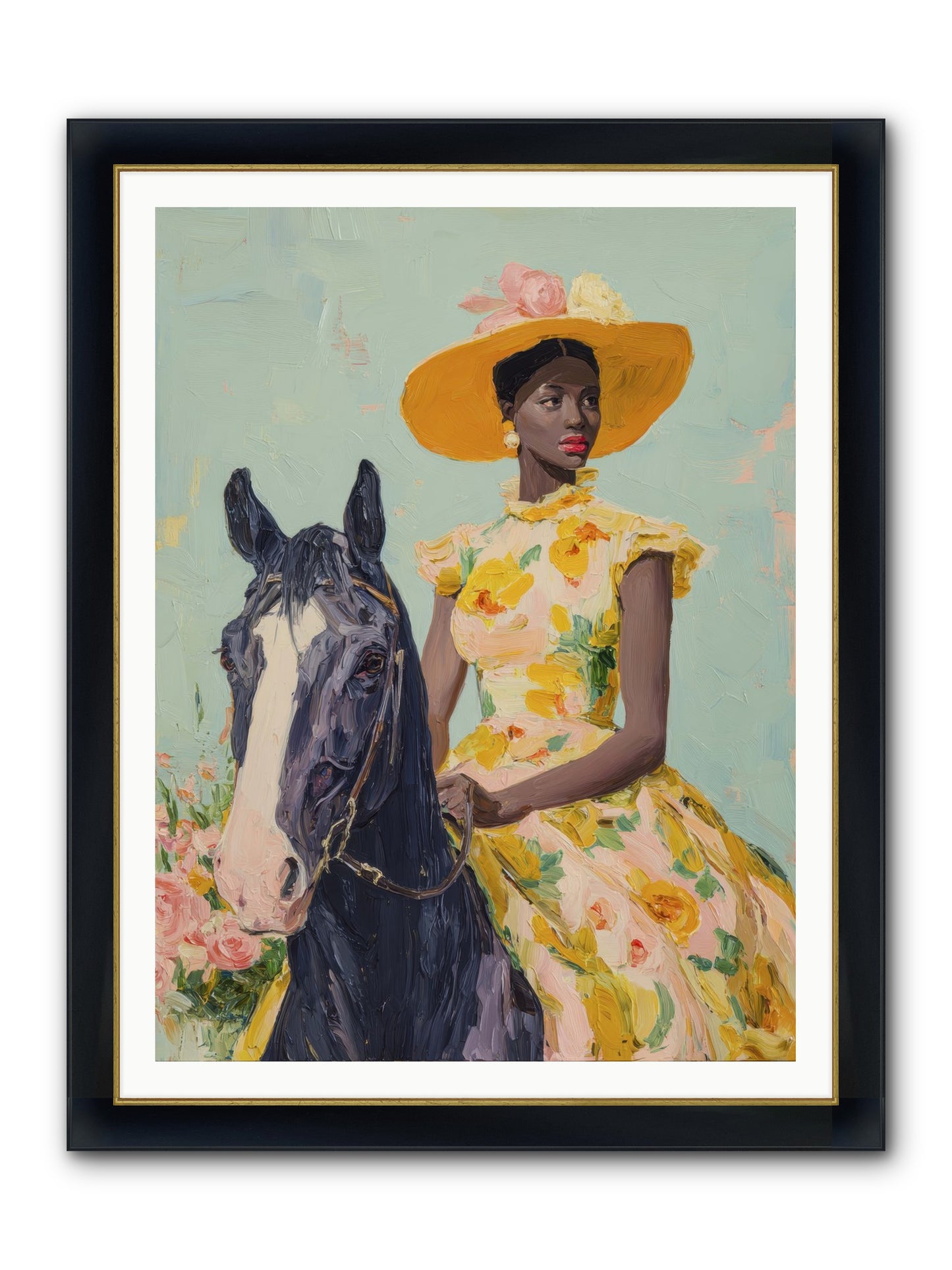 Starlight Spun Framed Print - Wide Black w/Gold 36x48
