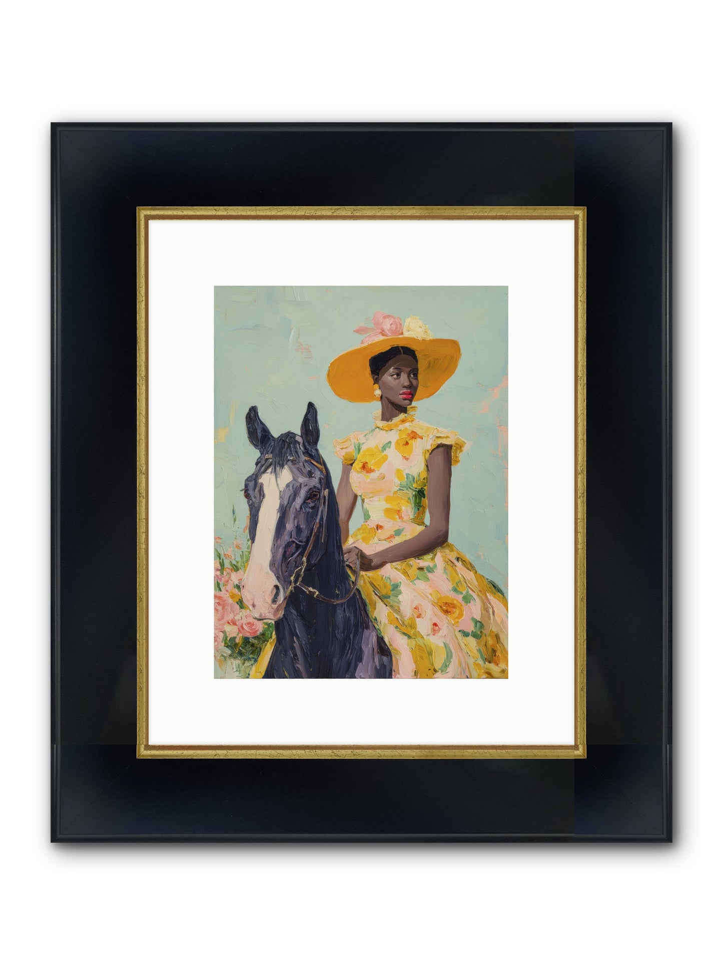 Starlight Spun Framed Print - Wide Black w/Gold 9x12